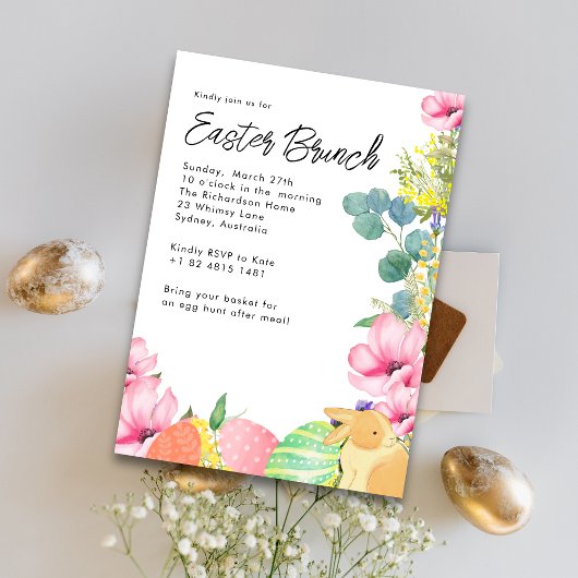 Aquarellfarbener Ostereier Bunny Ostern Brunch Einladung