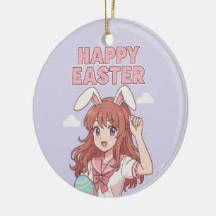 Aquarellfarbener Osterhase Bunny Keramik Ornament