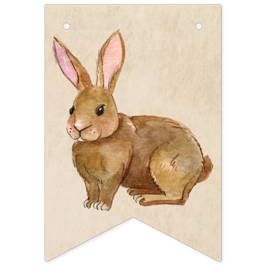 Aquarellfarbener Osterhasen Kaninchen. Wimpelkette (Erste Fahne)