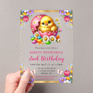 Aquarellfarbener Osterkick Frühlingsblumen Geburts Acryleinladungen