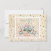 Aquarellfarbener Osterkorb und Sonnige Briefmarke (Vorderseite)