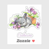 Aquarellfarbener Ostern Bunny Rabbit Personalisier Aufkleber (Blatt)