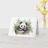 Aquarellfarbener Panda-Bär im Korb Karte (Gelbe Blume)