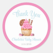 Aquarellfarbener Pinkkuchen mit Schokolade Vielen Runder Aufkleber (Vorderseite)