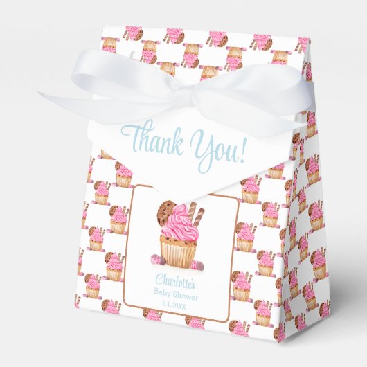 Aquarellfarbener Pinkkuchen mit Schokoladendusche Geschenkschachtel (Vorderseite)