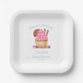 Aquarellfarbener Pinkkuchen mit Schokoladendusche Pappteller (Vorderseite)