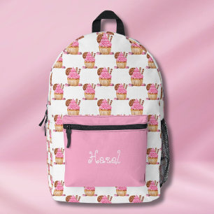 Aquarellfarbener Pinkkuchen mit Schokoladenmuster Bedruckter Rucksack
