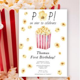 Aquarellfarbener Pop über Kindergeburtstag Party Einladung