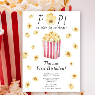 Aquarellfarbener Pop über Kindergeburtstag Party Einladung