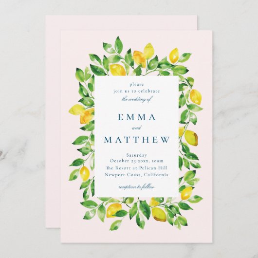 Aquarellfarbener Rahmen in beigefarbenem Hintergru Einladung (Vorne/Hinten)