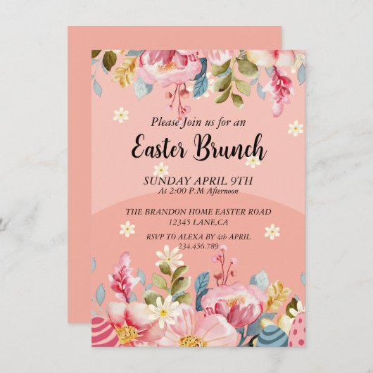 Aquarellfarbener Rahmen Osterfeier Einladung (Vorne/Hinten)