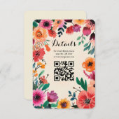 Aquarellfarbener Rahmen Quinceañera CUSTOM QR Code Begleitkarte (Vorne/Hinten)