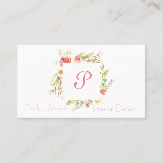 Aquarellfarbener Rahmen Visitenkarte (Vorderseite)