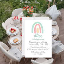 Aquarellfarbener Regenbogen, grün pink gelb 1. Geb