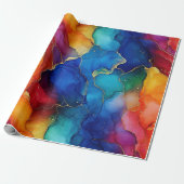 Aquarellfarbener Regenbogen und Gold-Glitzer Alkoh Geschenkpapier (Ungerollt)