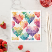 Aquarellfarbener Regenbogen Valentininnen Herzen Serviette (Beispiel)