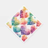 Aquarellfarbener Regenbogen Valentininnen Herzen Serviette (Ecke)
