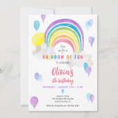 Aquarellfarbener Regenbogen zum Geburtstag Einladung (Vorderseite)