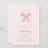 Aquarellfarbener rosa Bow Streifen Sweet 16 Einladung (Vorderseite)