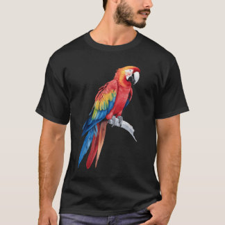 Aquarellfarbener Scarlet Macaw Parrot Bird gir T-Shirt