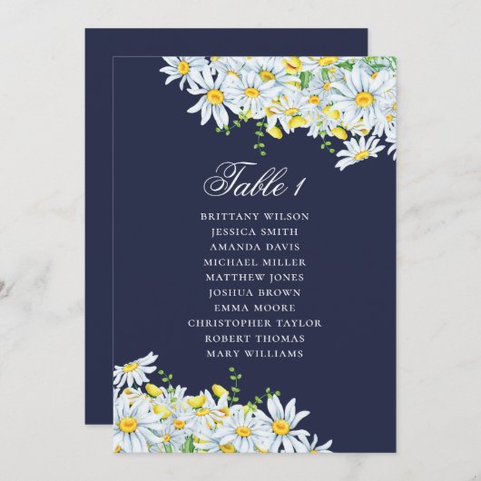 Aquarellfarbener Sitzplan. Blaue Hochzeit der Mari Einladung (Vorne/Hinten)