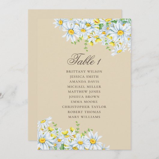 Aquarellfarbener Sitzplan. Blumenhochzeit Einladung (Vorne/Hinten)