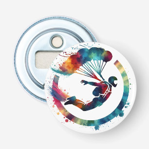 Aquarellfarbener Skydiver Flaschenöffner