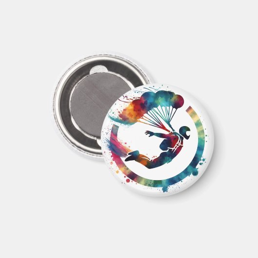 Aquarellfarbener Skydiver Magnet (Vorderseite/Rückseite)