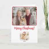 Aquarellfarbener Spitz Illustration Frohe Weihnach Karte (Vorderseite)