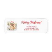 Aquarellfarbener Spitz in Weihnachtsmannmütze Froh (Vorne)