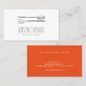 Aquarellfarbener Spoon und Catering der Gabel Visitenkarte (Vorne/Hinten)