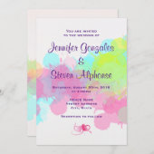 Aquarellfarbener Spritzer Abstrakte Hochzeit Einladung (Vorne/Hinten)