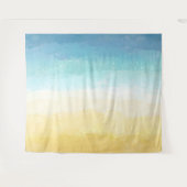 Aquarellfarbener Strand und Ozeanlandschaft Wandteppich (Vorderseite (Horizontal))