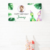 Aquarellfarbener Trex Kinder Foto Geburtstag Banner (InSitu)