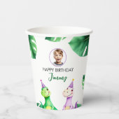 Aquarellfarbener Trex Kinder Foto Geburtstag Pappbecher (Vorderseite)