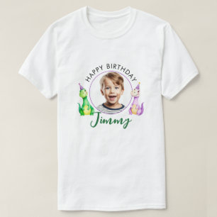 Aquarellfarbener Trex Kinder Foto Geburtstag T-Shirt