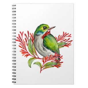 Aquarellfarbener tropischer Vogel Notizblock