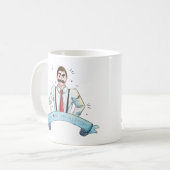 Aquarellfarbener Vater in Suspendern Kaffeetasse (Vorderseite Links)