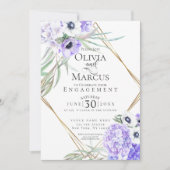 Aquarellfarbener violetter Anemone Einladung (Vorderseite)