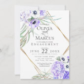 Aquarellfarbener violetter Anemone Einladung (Vorderseite)