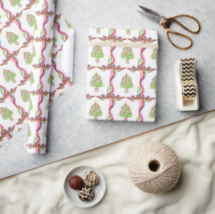 Aquarellfarbener Weihnachtsbäumchen Geschenkpapier
