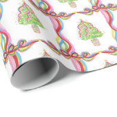 Aquarellfarbener Weihnachtsbäumchen Geschenkpapier (Rolleneckpunkt)