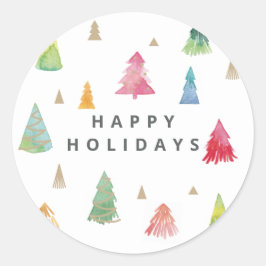 Aquarellfarbener Weihnachtsbaumsticker Runder Aufkleber