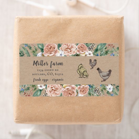 Aquarellfarbener Winterblumeneier - Etikett (Insitu)