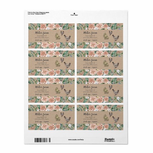 Aquarellfarbener Winterblumeneier - Etikett (Vorne)