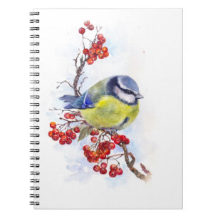 Aquarellfarbener Wintertimvogeldiagramm Notizblock