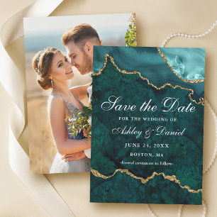 Aquarellfarbenes Aquamarines Goldmarmor Agate Geod Save The Date