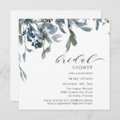 Aquarellfarbenes blaues Brautparty Einladung (Vorne/Hinten)