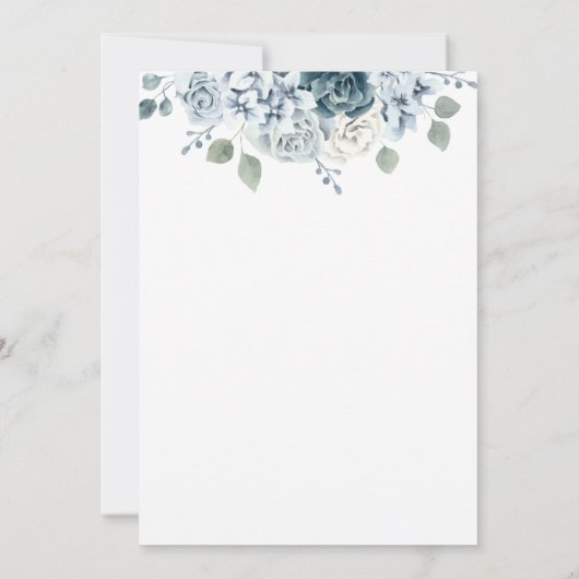 Aquarellfarbenes blaues Brautparty Einladung (Rückseite)