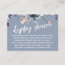 Aquarellfarbenes Blumendusty Blue Display Brautpar Begleitkarte